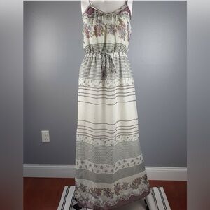 Unique Floral Striped Maxi Dress